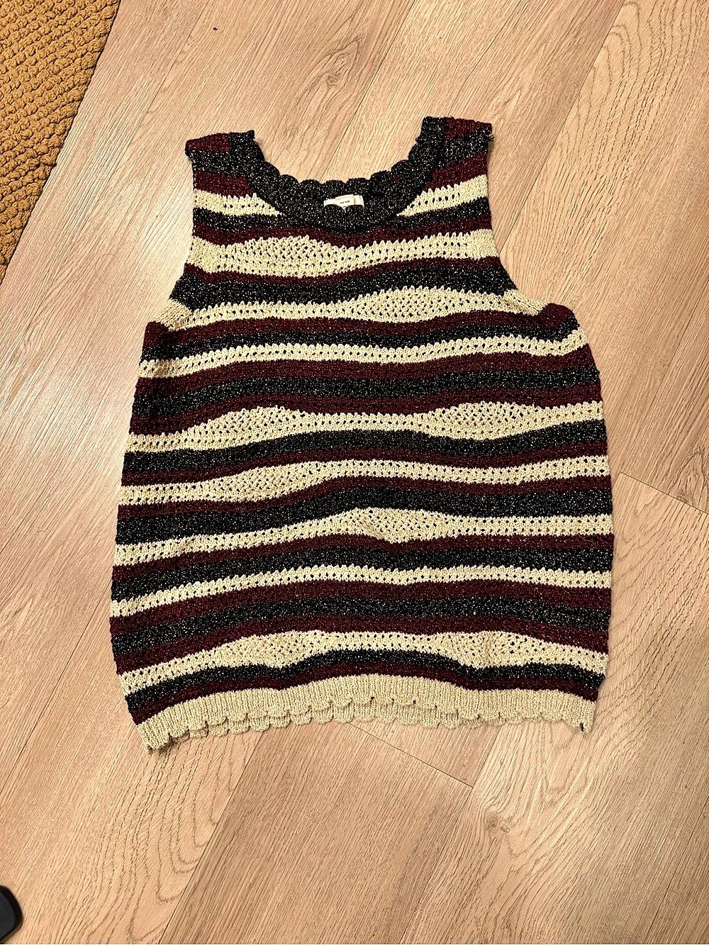 Ana shimmerStriped Knit Tank Top in Black & Red Size Medium Like New